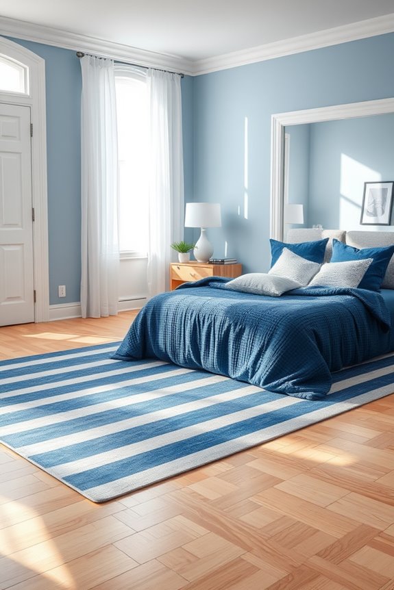 blue striped rug benefits