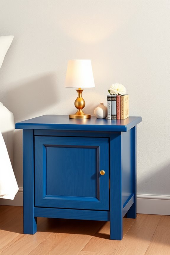 blue wood nightstand elegance