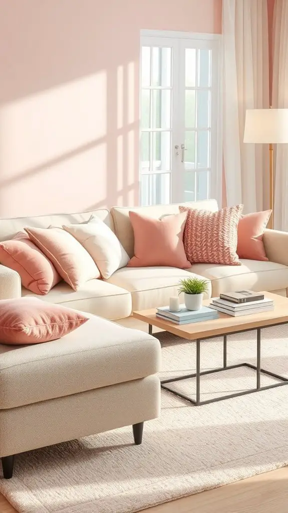 blush pink pillow decor