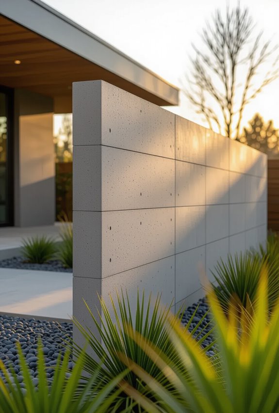 board formed textured concrete fence