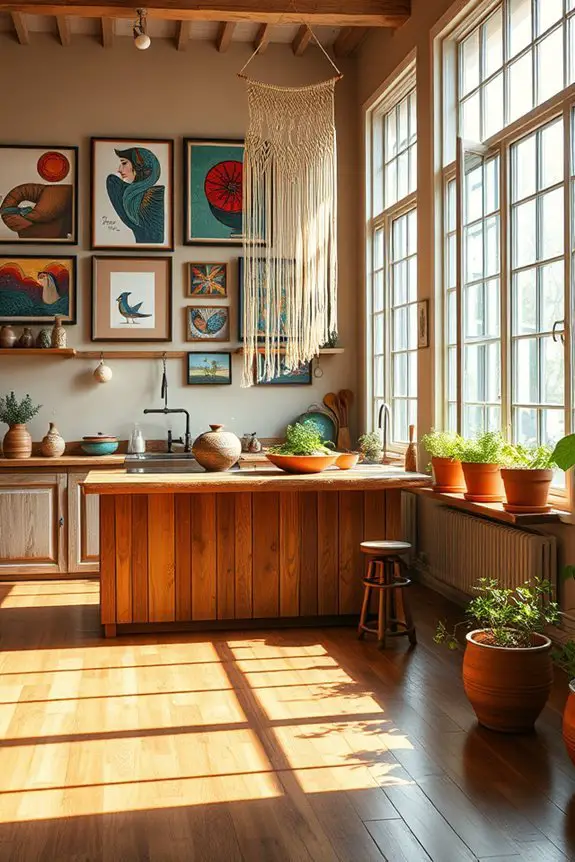 bohemian artwork enhances kitchens