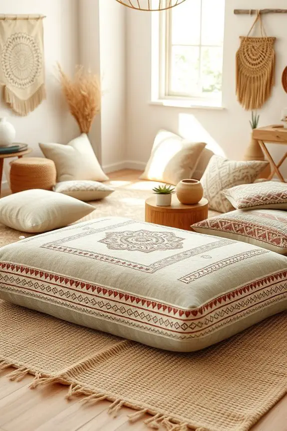 bohemian floor cushion decor