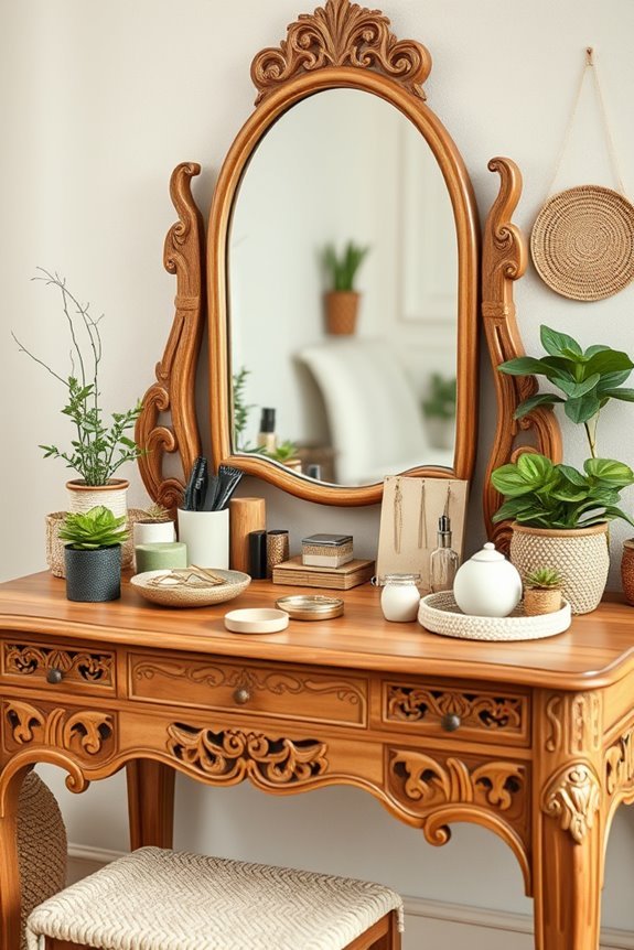bohemian inspired dressing table decor