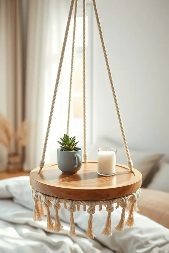 bohemian macrame hanging table