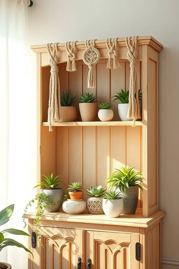 bohemian macrame hutch decor