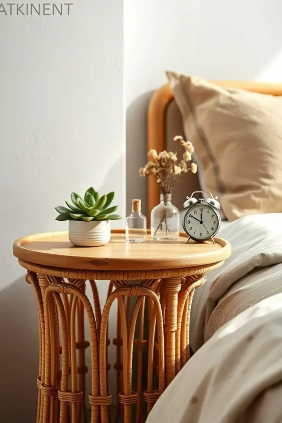bohemian rattan side table