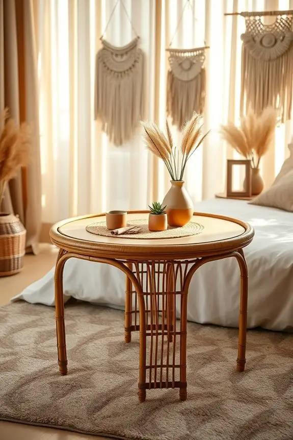 bohemian rattan table decor