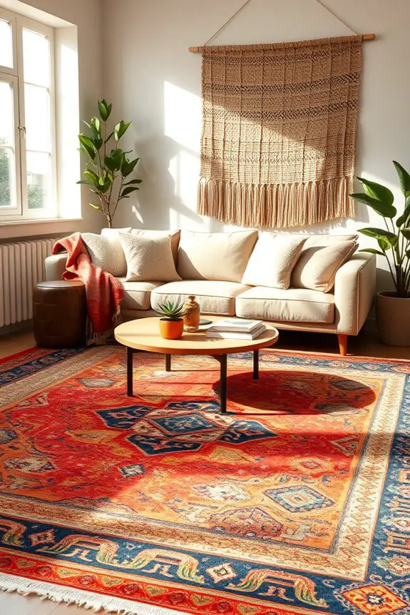 bohemian rug adds warmth