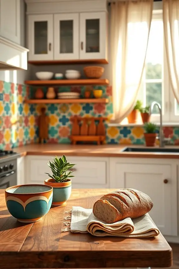 bohemian vibrant tile backsplash