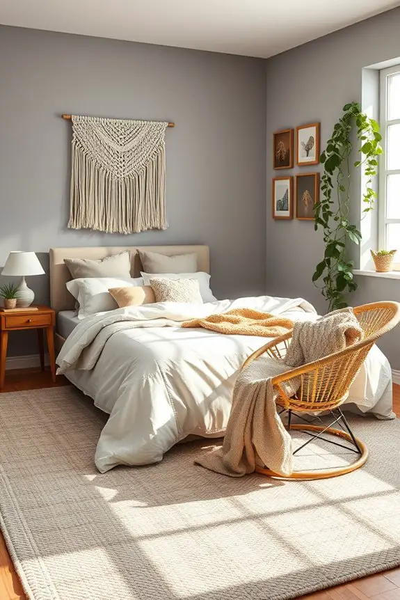 boho chic grey walls