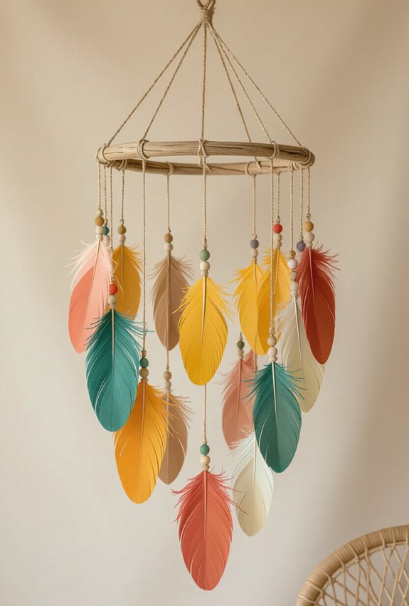 boho feather mobile creation