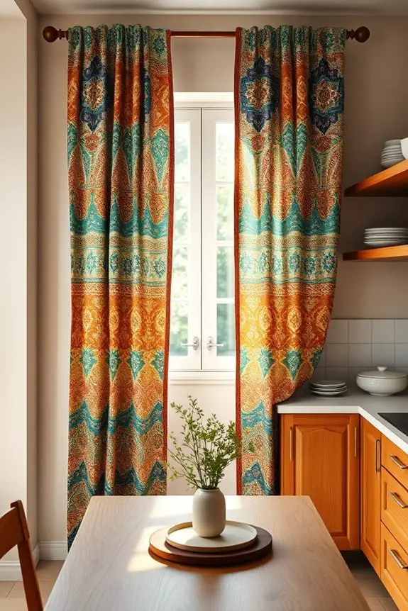 boho kitchen patterned curtains