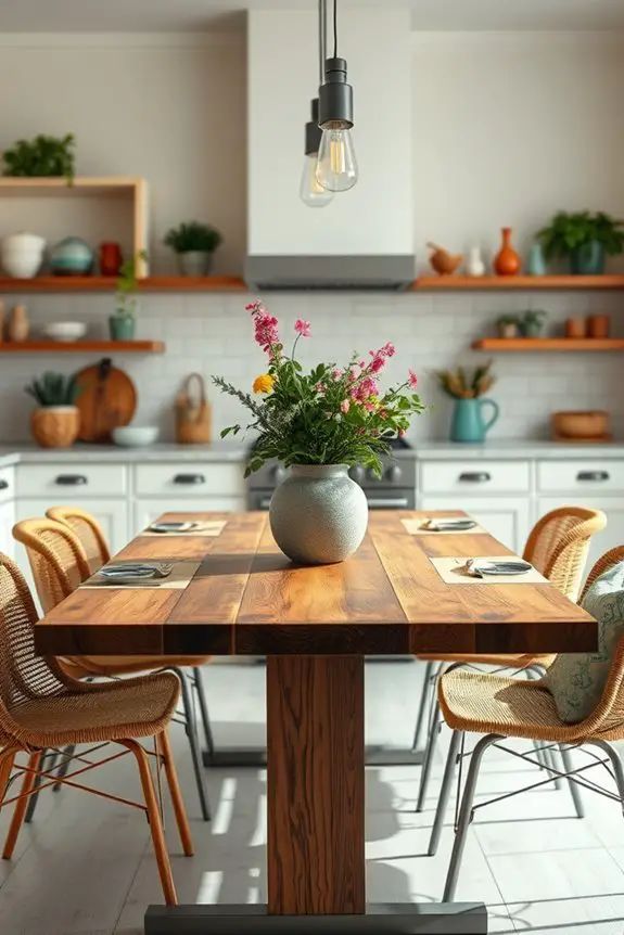 boho mixed material kitchen tables