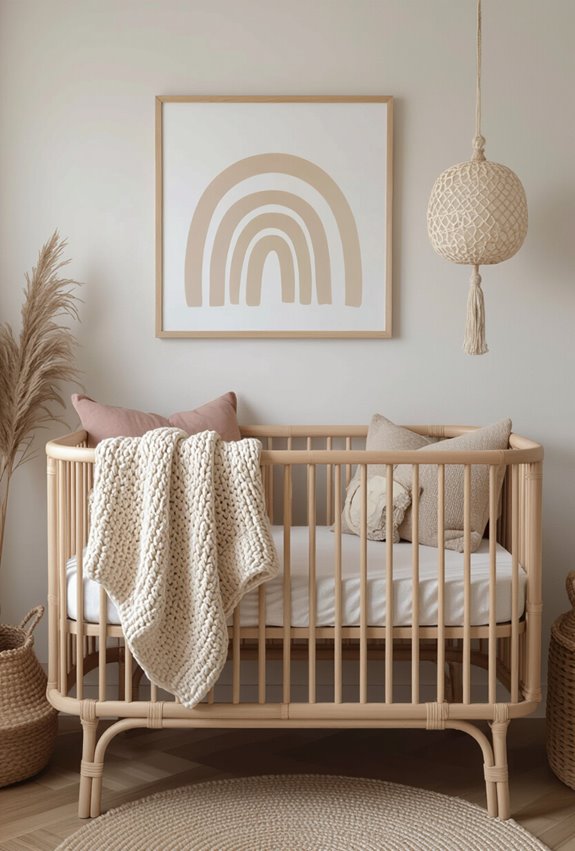 boho nursery with rattan textures
