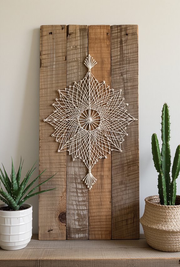boho reclaimed wood stringart