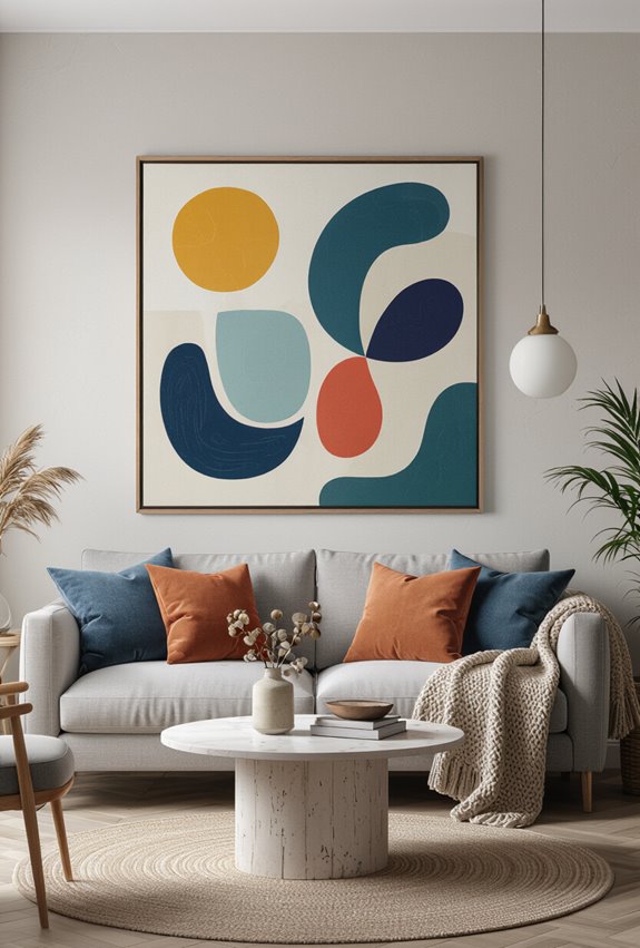 bold abstract anchoring sofa