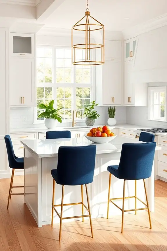 bold accents enliven white kitchens