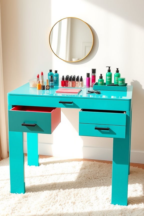 bold and vibrant dressing table