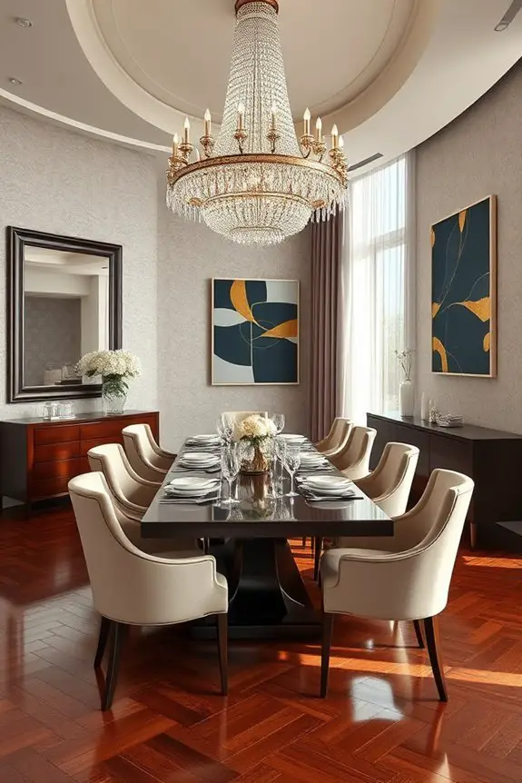 bold artwork enhances dining