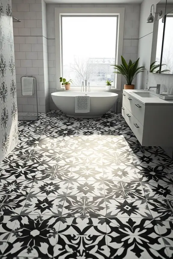 bold bathroom graphic tiles
