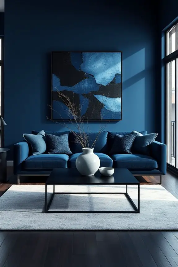 bold black and blue decor