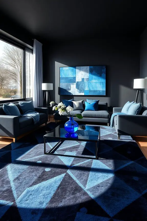 bold black and blue patterns