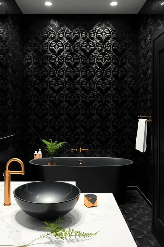 bold black bathroom wallpaper