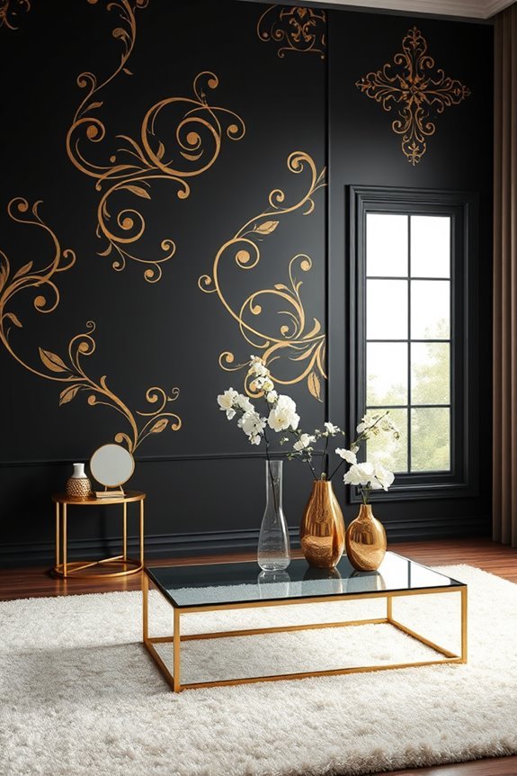 bold black gold stenciling