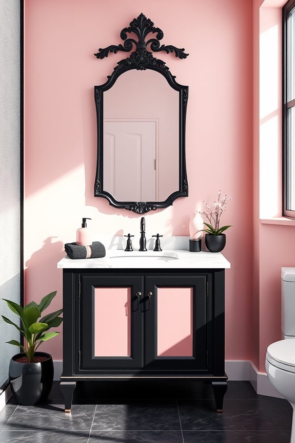 bold black pink vanity units
