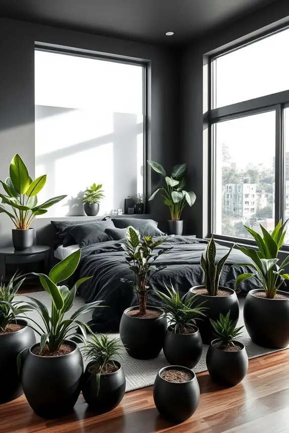 bold black plant pots
