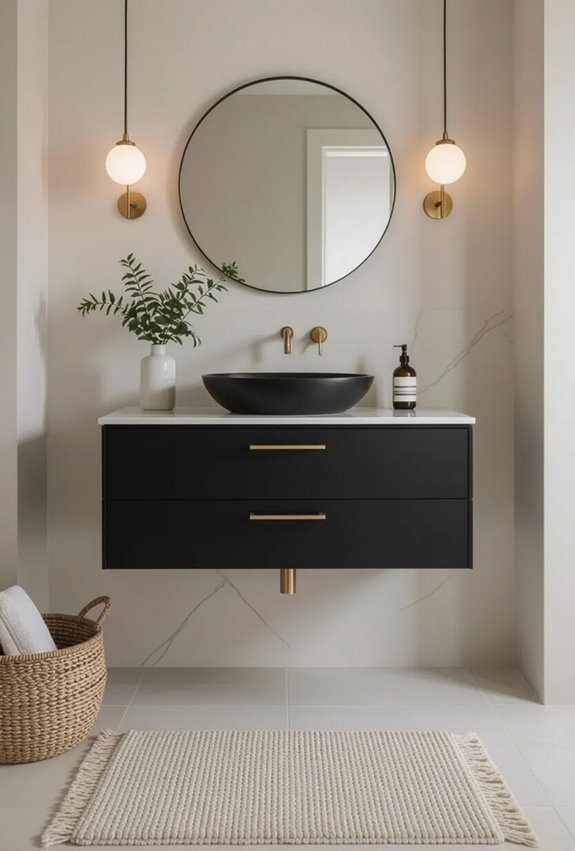 bold black vanity centerpiece