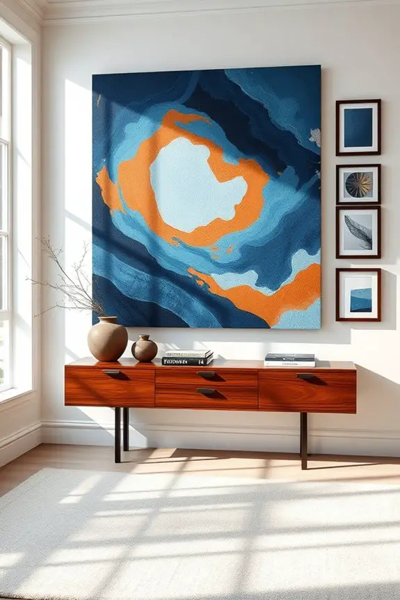 bold blue and brown decor