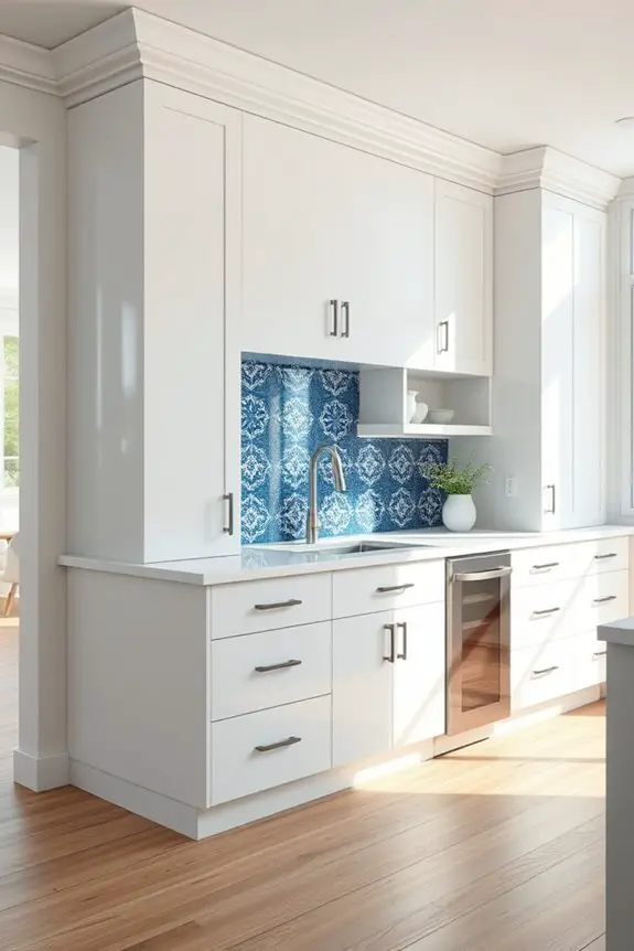 bold blue backsplash contrast