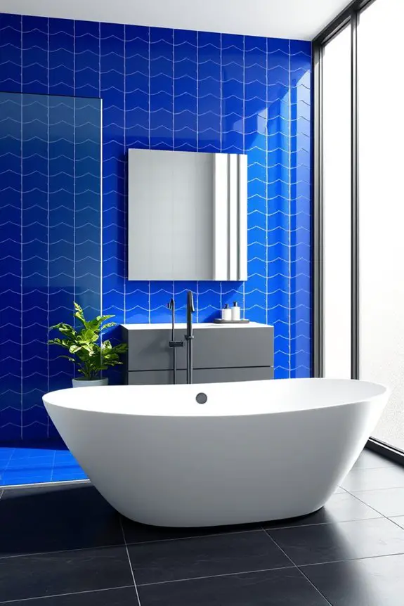 bold blue bathroom tiles