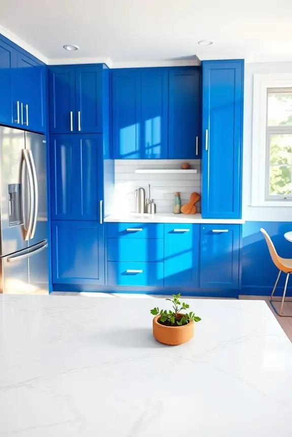 bold blue cabinets elegance