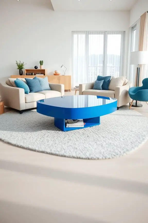 bold blue centerpiece furniture
