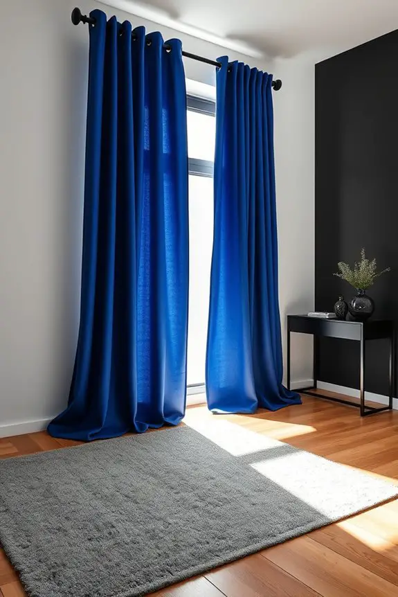 bold blue curtains contrast