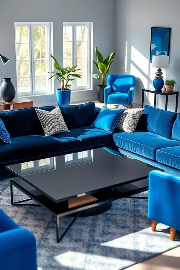 bold blue furniture accents