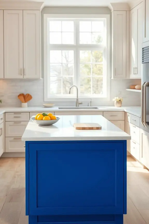bold blue kitchen island