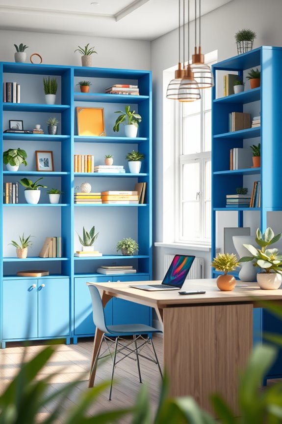bold blue shelving elegance