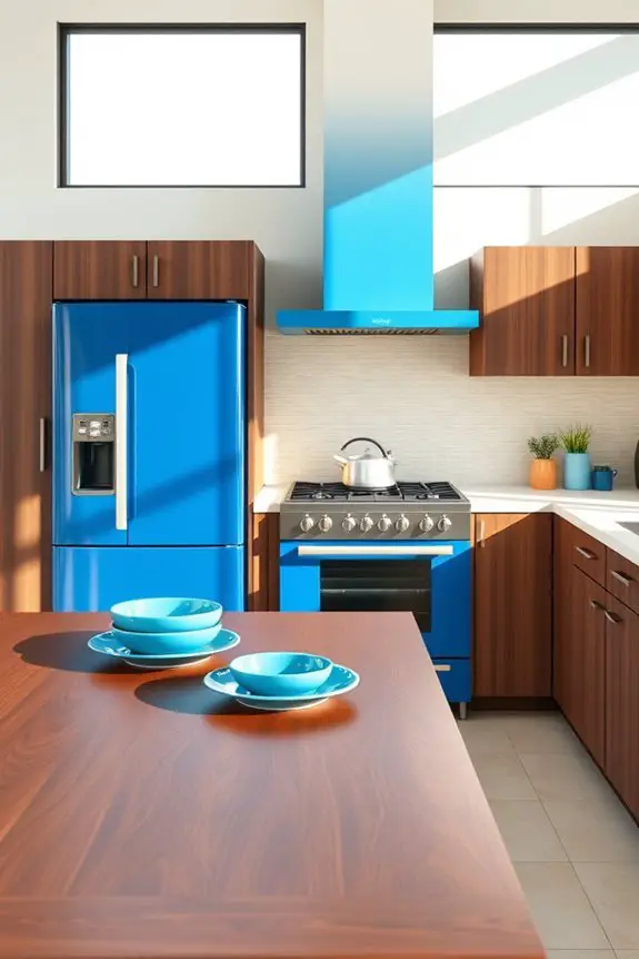 bold blue warm brown