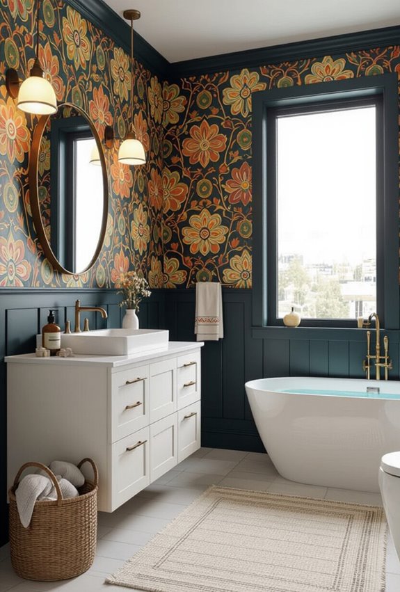 bold botanical wallpaper accent
