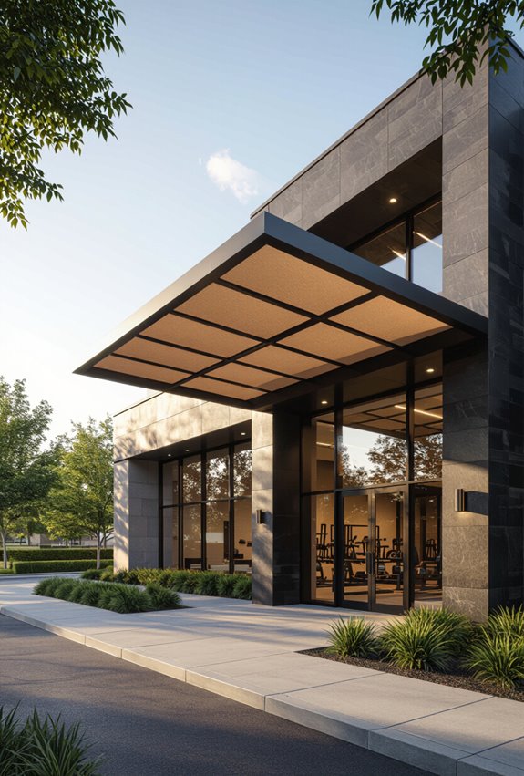 bold cantilevered illuminated canopy