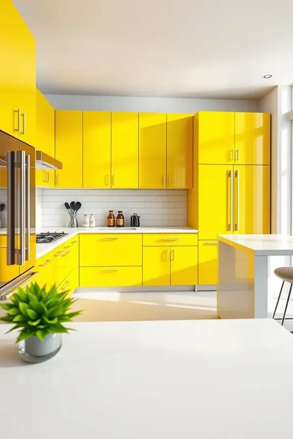 bold chartreuse kitchen cabinets