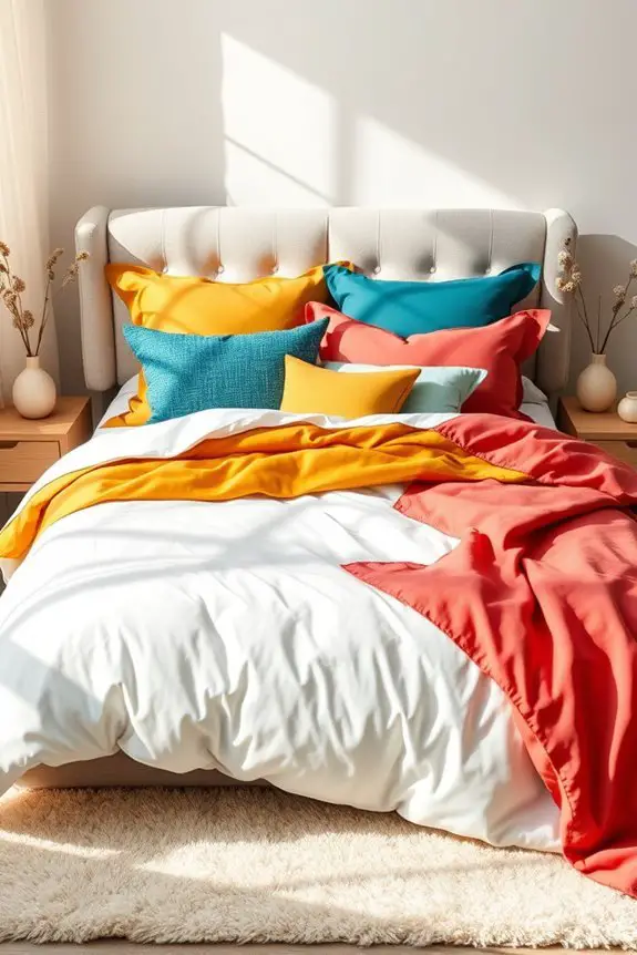 bold color block bedding