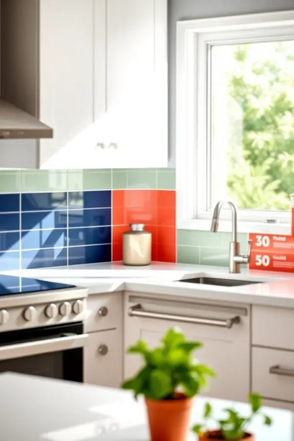bold color blocked kitchen design
