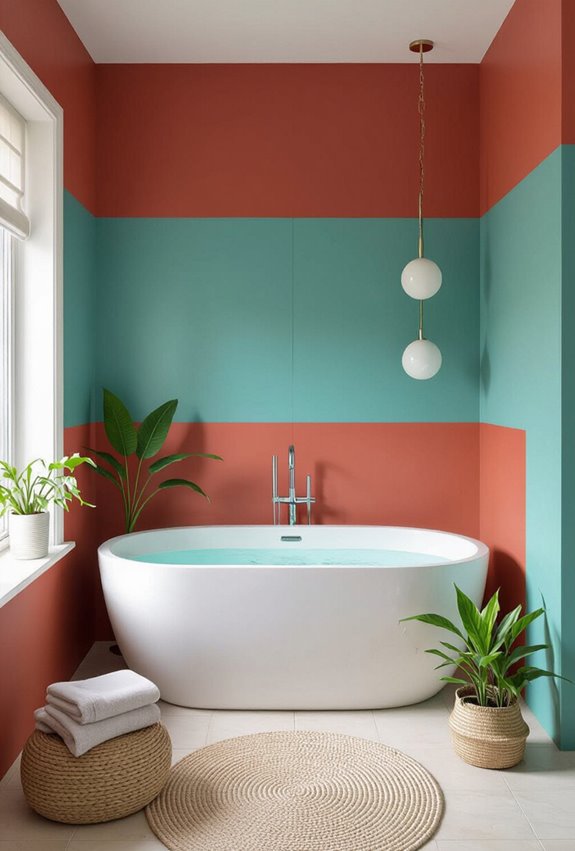 bold color blocked playful bathroom