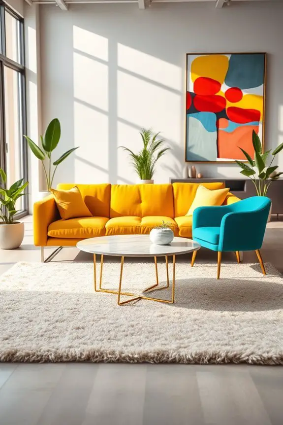bold color combinations enhance showroom