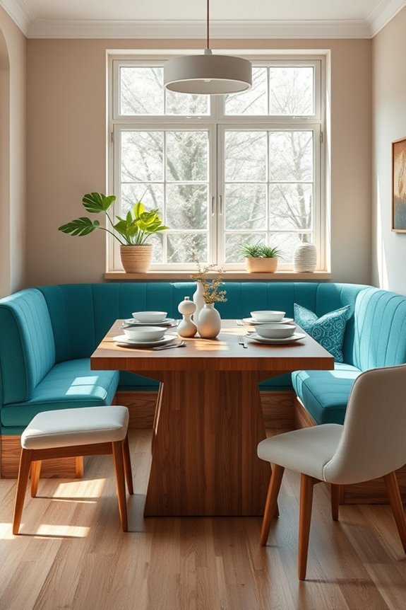 bold colorful banquette design