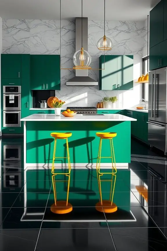bold colors black floors